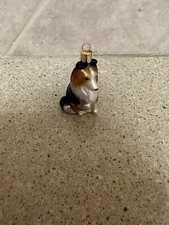 Old World Christmas Ornament Sheltie Shetland Sheepdog Glass Ornament No Box