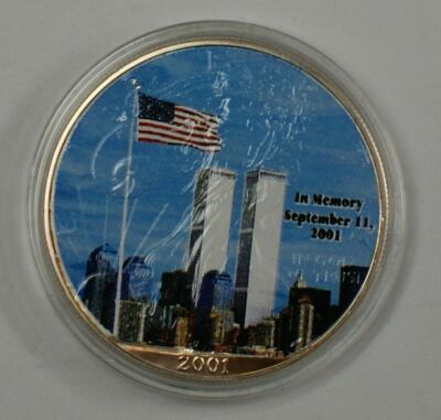 2001 American Silver Eagle (ASE) 9/11 Double Sided Colorized Coin