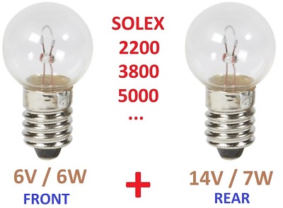 MOPED SOLEX BIRNE 6V 6W 14V 7W E10 MOTORRAD 2200 3300 3800 5000 GLÜHBIRNE LAMPE
