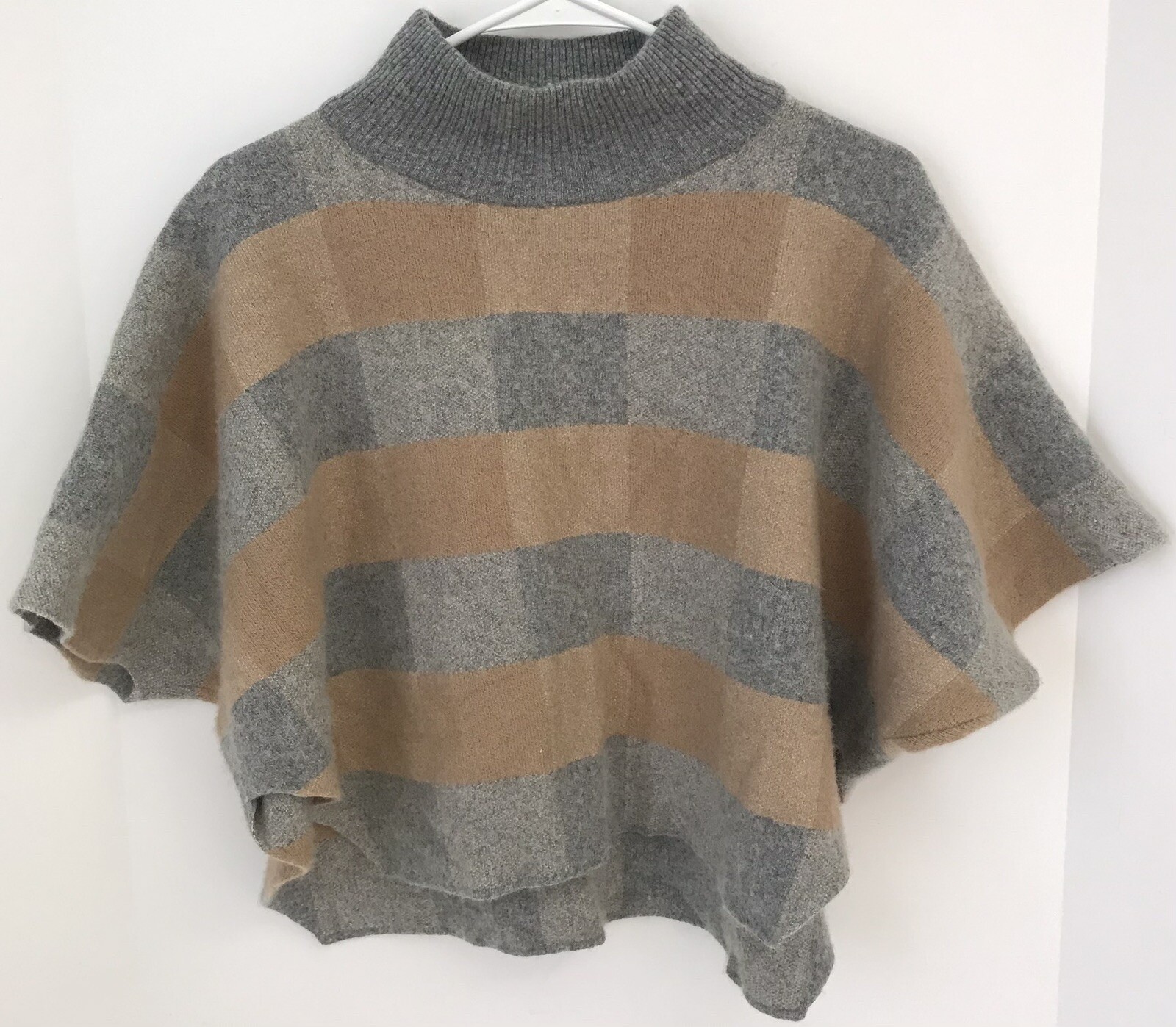 Note di Anita Womens Plaid Merino Wool Cashmere Blend Poncho Sweater One Size