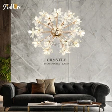 MODERN SPUNIK CRYSTAL CHANDELIER FLOWERS PENDANT LIGHT FIXTURE CEILING LAMP