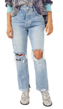 FREE PEOPLE WE THE FREE DISTRESSED TAPERED BAGGY BOYFRIEND JEANS OB1299887 SZ 31
