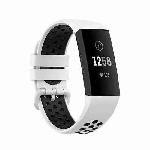 Cinturino Orologio in Silicone Traforato Due Colori per Fitbit Charge 3/4 SE Cinturino Sportivo - Foto 18 di 19