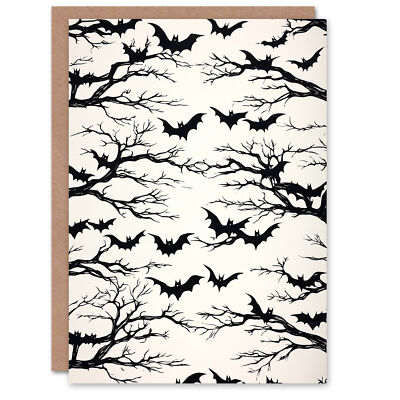 Gruselige Vampir Fledermäuse schwarz weiß Trick or Treat Grusel Spuk Halloween Karte