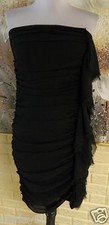EUC EXPRESS SZ 6 BLACK DRESS WITH RIPT FABRIC RUFFLE STRAPLESS RUCHED SEXY DRESS