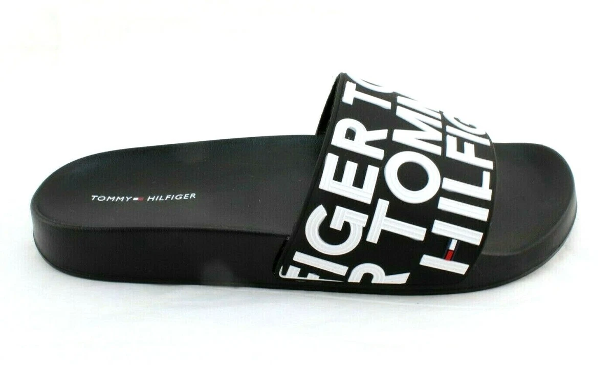 TOMMY HILFIGER Dalton Size 7 Black White Women s Slides MSRP 39