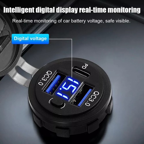 12V QC 3.0 PD USB Auto Gniazdo samochodowe Podwójna ładowarka USB Gniazdo Puszka Montaż samochodowy - Zdjęcie 4 z 19