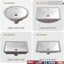 20" / 21" / 22" White Rectangular Undermount Bathroom Vanity Sink Bowl Overflow