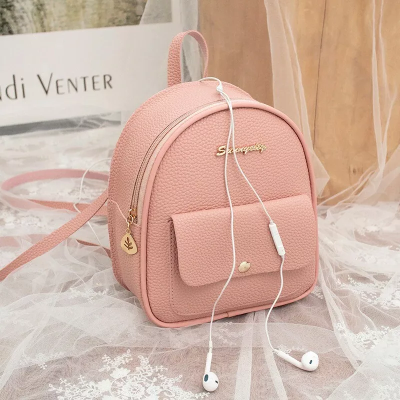 Pu Leather School Backpack Bags  Small Leather Backpack Women