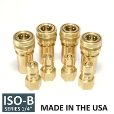 4 Sets 1/4" ISO-B Hydraulic Hose Quick Disconnect Couplers Plug - (ISO 7241-1 B)