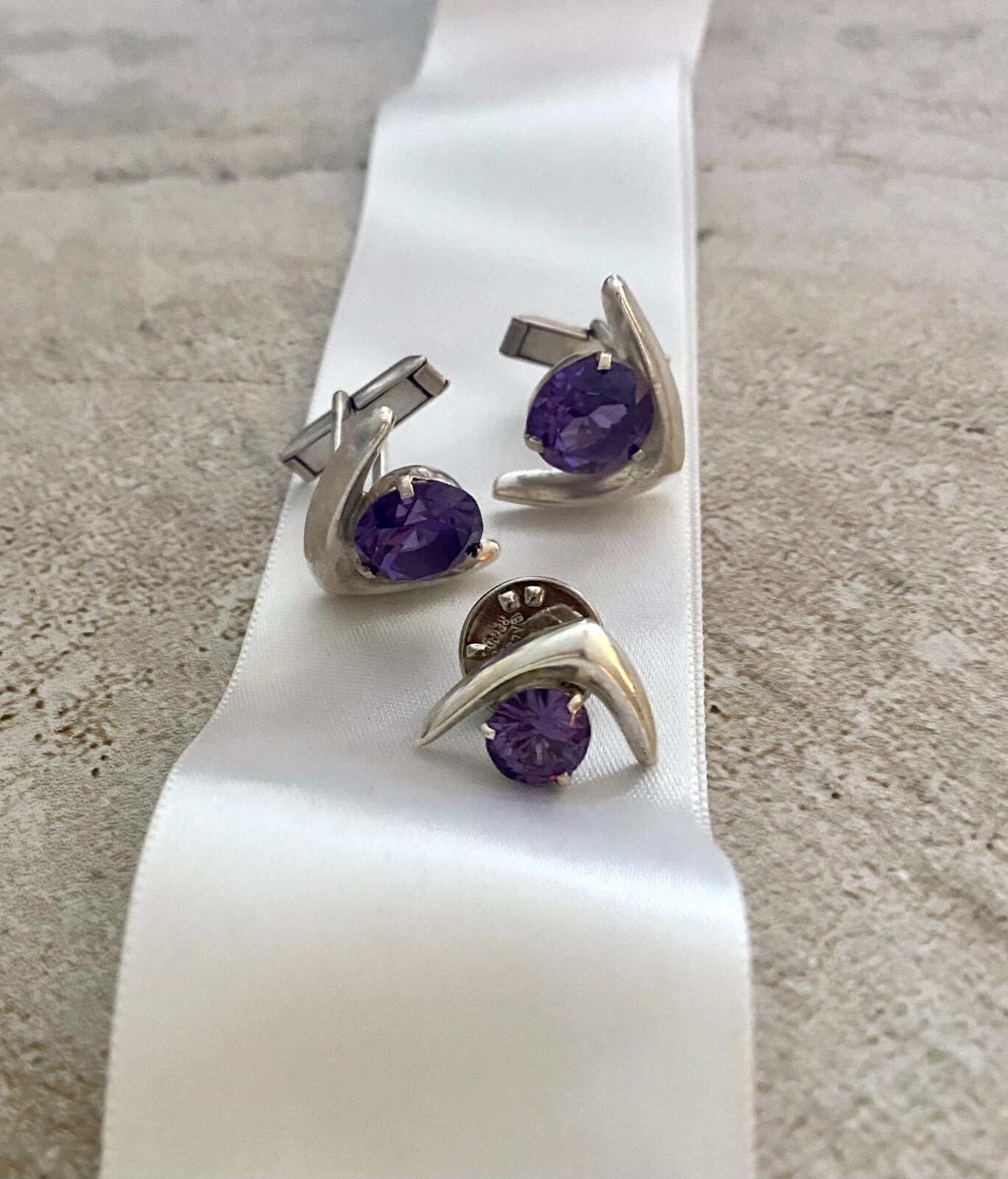Boutons De Manchette En Argent Sterling 925 - Motif Cerf & Arbre Vintage - Fabriqué Au Mexique - 12.4g
