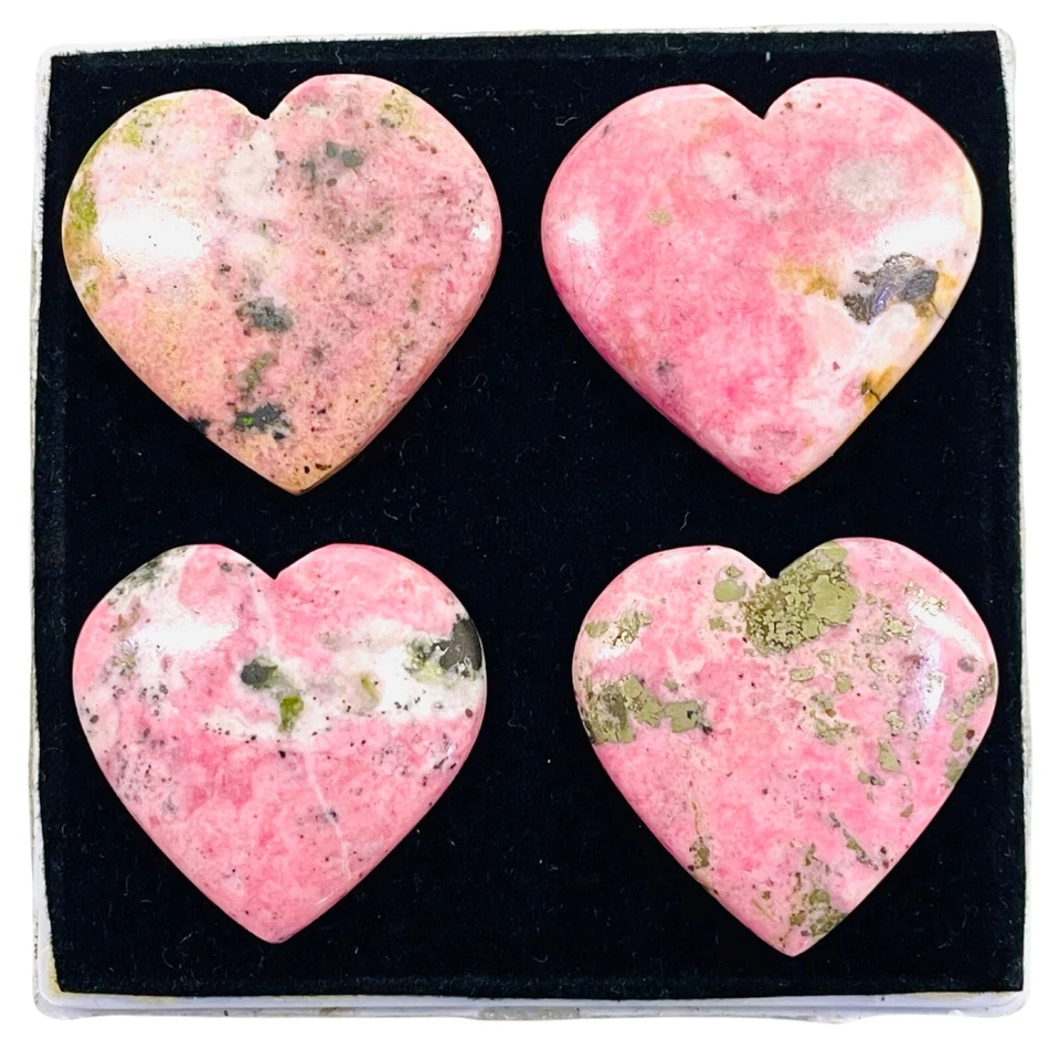 4 piezas piedras preciosas de cabujón sueltas en forma de corazón de rodonita natural 35-35,5 mm 316,65 quilates Foto 4 de 4