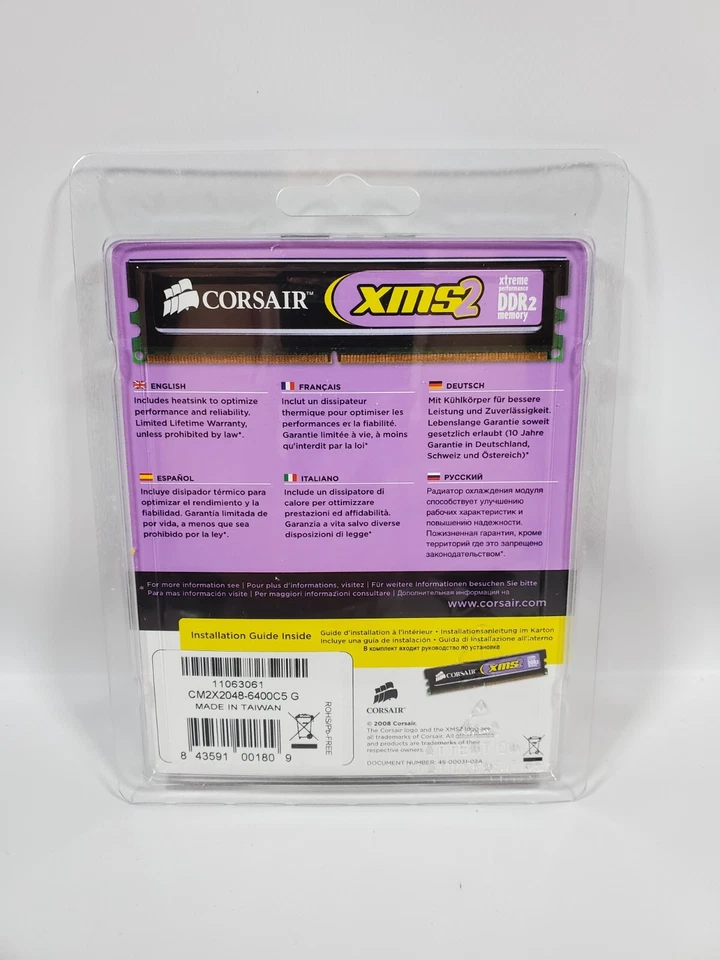 CORSAIR XMS2  2GB DDR2 PC2 6400 C5 Memory CM2X2048-6400C5 NEW SEALED - Image 2 of 2
