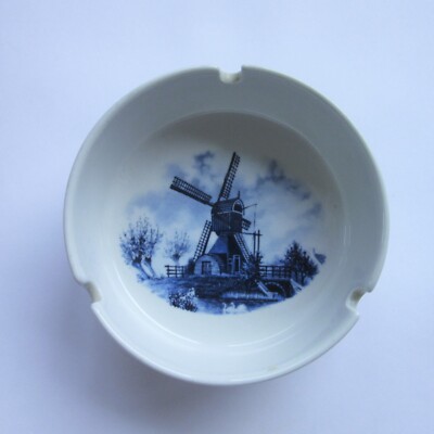 Retro Vintage Delft Blauw Keramik Aschenbecher Windmühle Ash Tray Holland Geschenk