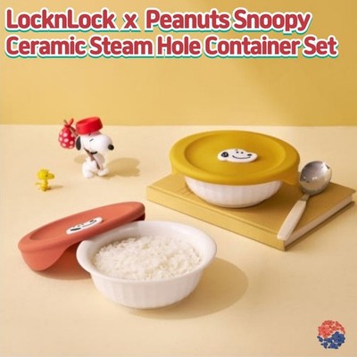 LocknLock x Peanuts Snoopy Steam Hole Ceramic Container Set microwave Easy Meal