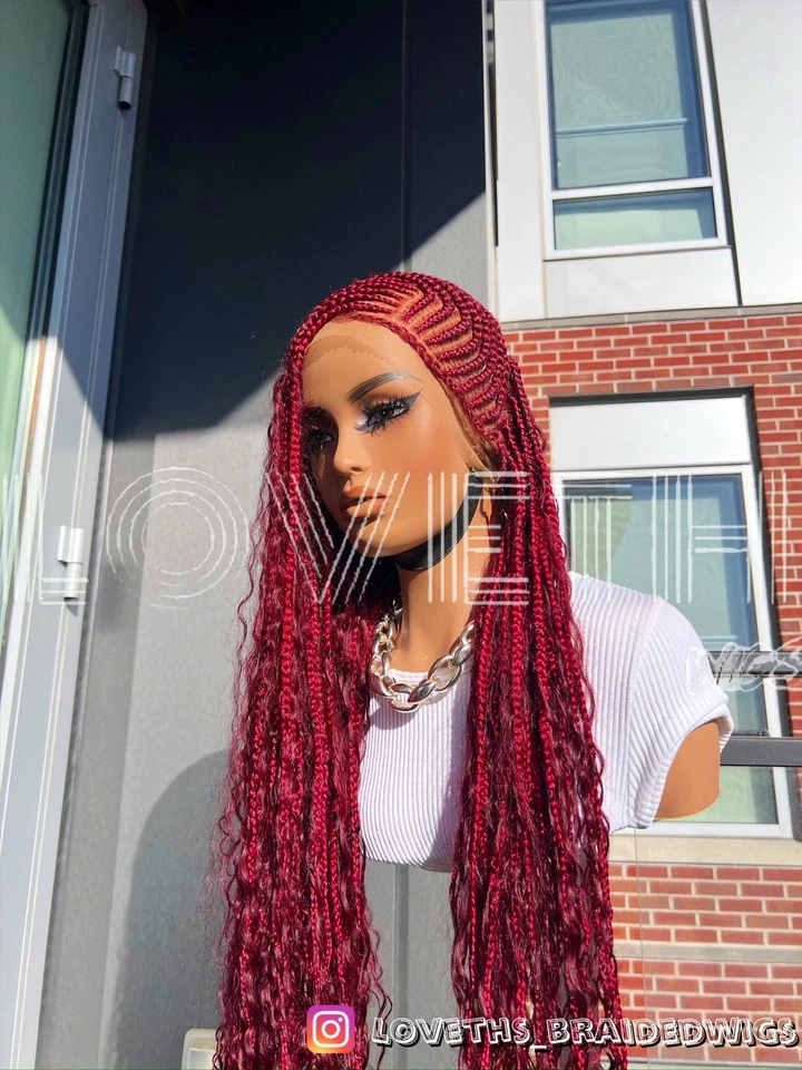 Cabello Humano Boho (ENVÍO 2 DÍAS) Cornrow Peluca Trenzada Encaje Completo, Trenza Sin Nudos Foto 4 de 4