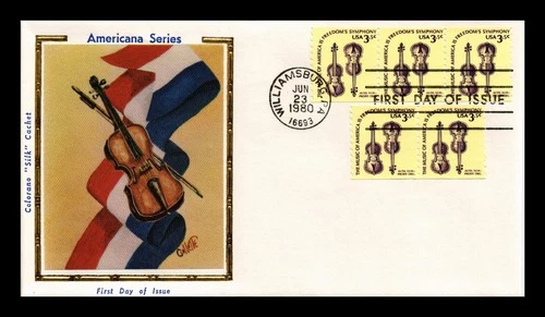 DR JIM STAMPS US COVER VIOLINS MUSIC AMERICANA SERIES FDC COLORANO SILK CACHET