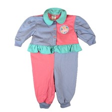 Vintage Osh Kosh Baby B'Gosh Bubble Romper 24 Months 80s 90s Bear Pastel Ruffle