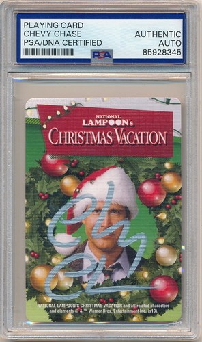 CHEVY CHASE CHRISTMAS VACATION AUTOGRAPH SIGNED PLAYING CARD PSA AUTHENTIC AUTO