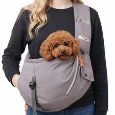 Pet Sling Carrier for Small Dogs and Cats, Hands-Free Crossbody Bag with Safe...