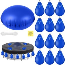 4ft Pool Pillow Cover for Above Ground with 12 Pcs Inflatable Pool Cover Weig...