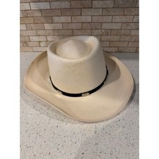 Stetson Royal Flush Straw Cowboy Hat Size 7 1/8 Natural Made In USA Western Rode