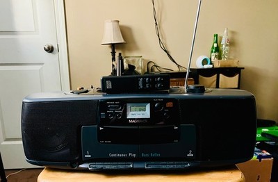 Vtg Rare Magnavox AZ8345 Radio Dual Cassette CD Boombox w/Remote