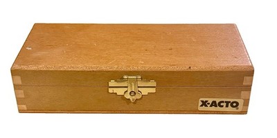 Vintage X-ACTO Deluxe Hobby Knife Set Wood Box Complete 3 Handles 10 Blades