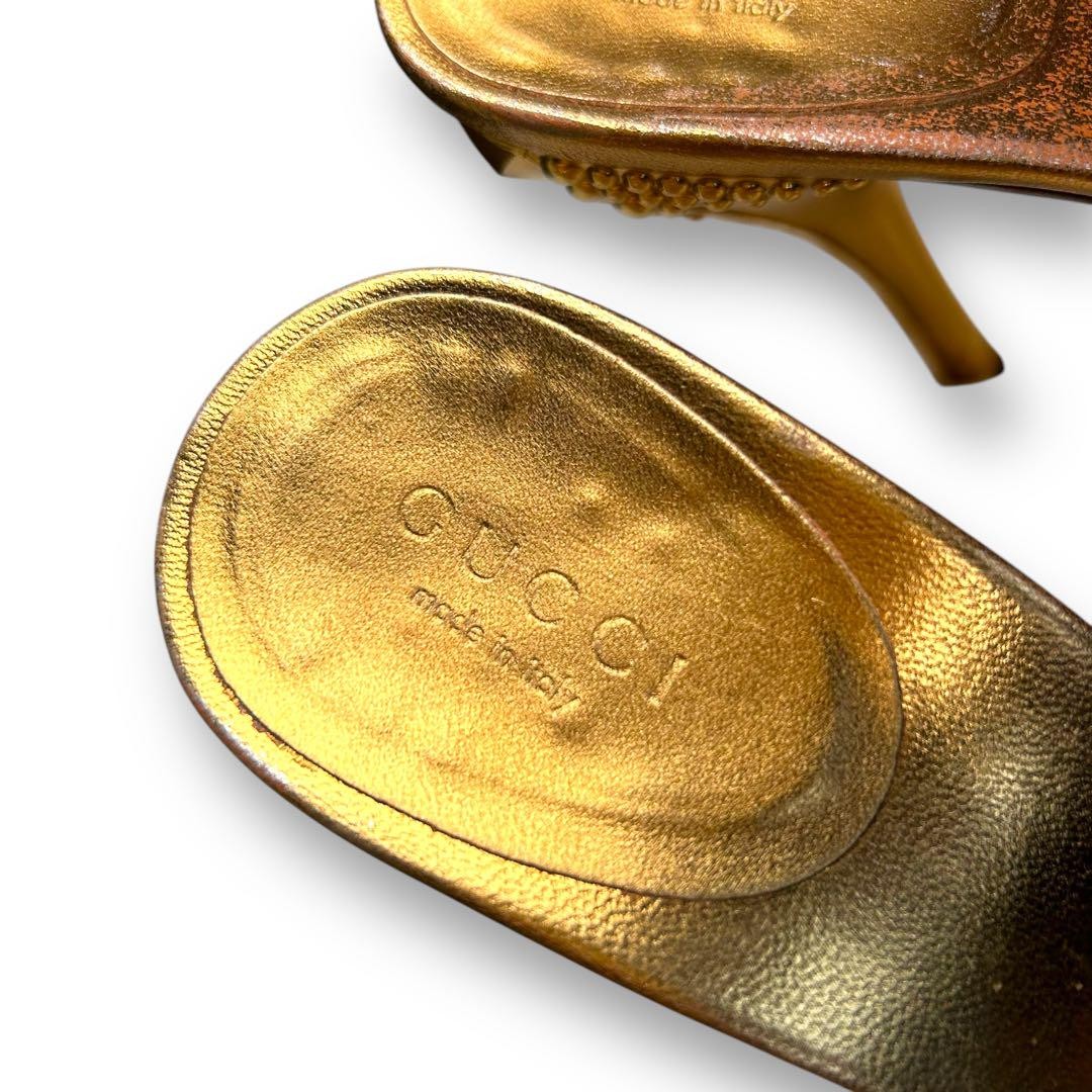 Gucci Python Pattern Gold Pumps Stiletto Heels US… - image 7