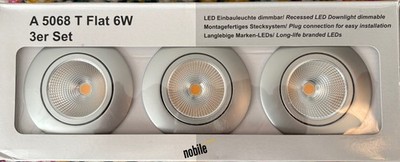 Nobile A 5068 Flach LED Chrom Matt Einbauleuchten/Spots 6Watt Dimmbar 3er Set 