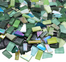 Green Mixed Irregular Glass Mosaic Tiles for Art Crafts, 9oz Value Pack Mosaic M