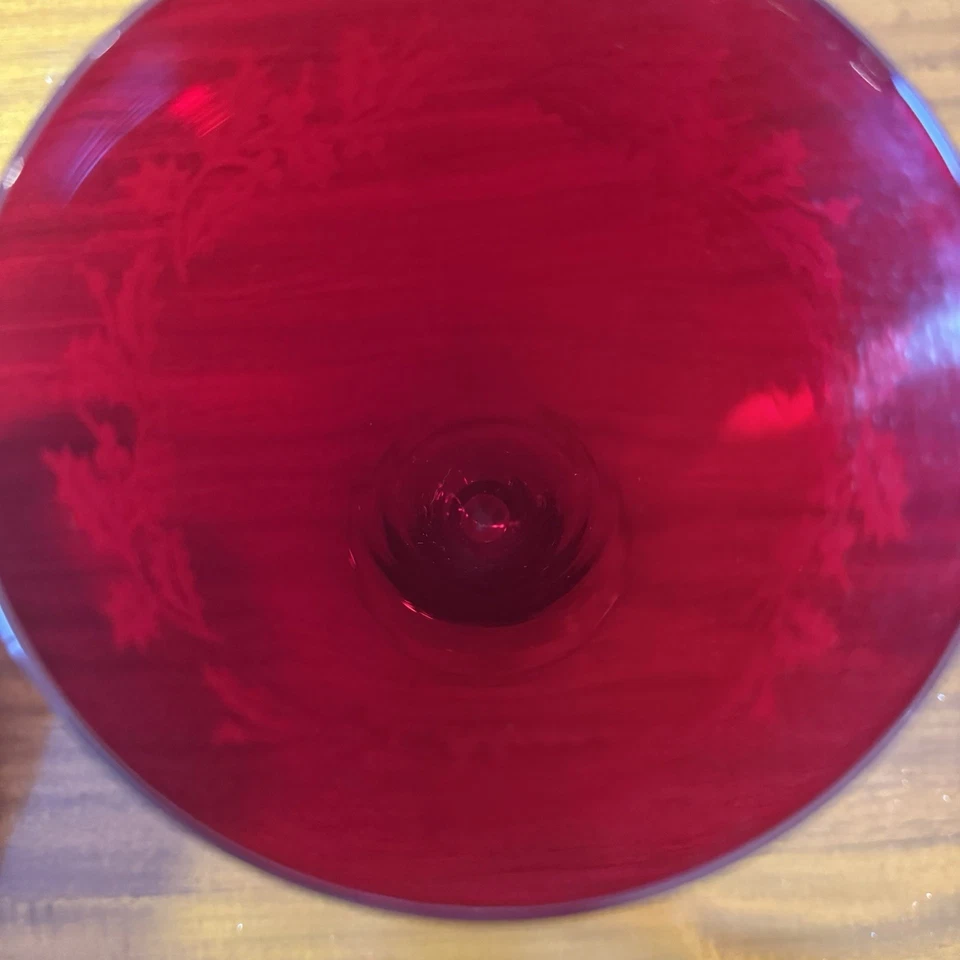 Lenox Ruby Red Etched Holiday Gems Water Glasses 9 3/8" Set of 4 Discontinued - Image 4 of 4