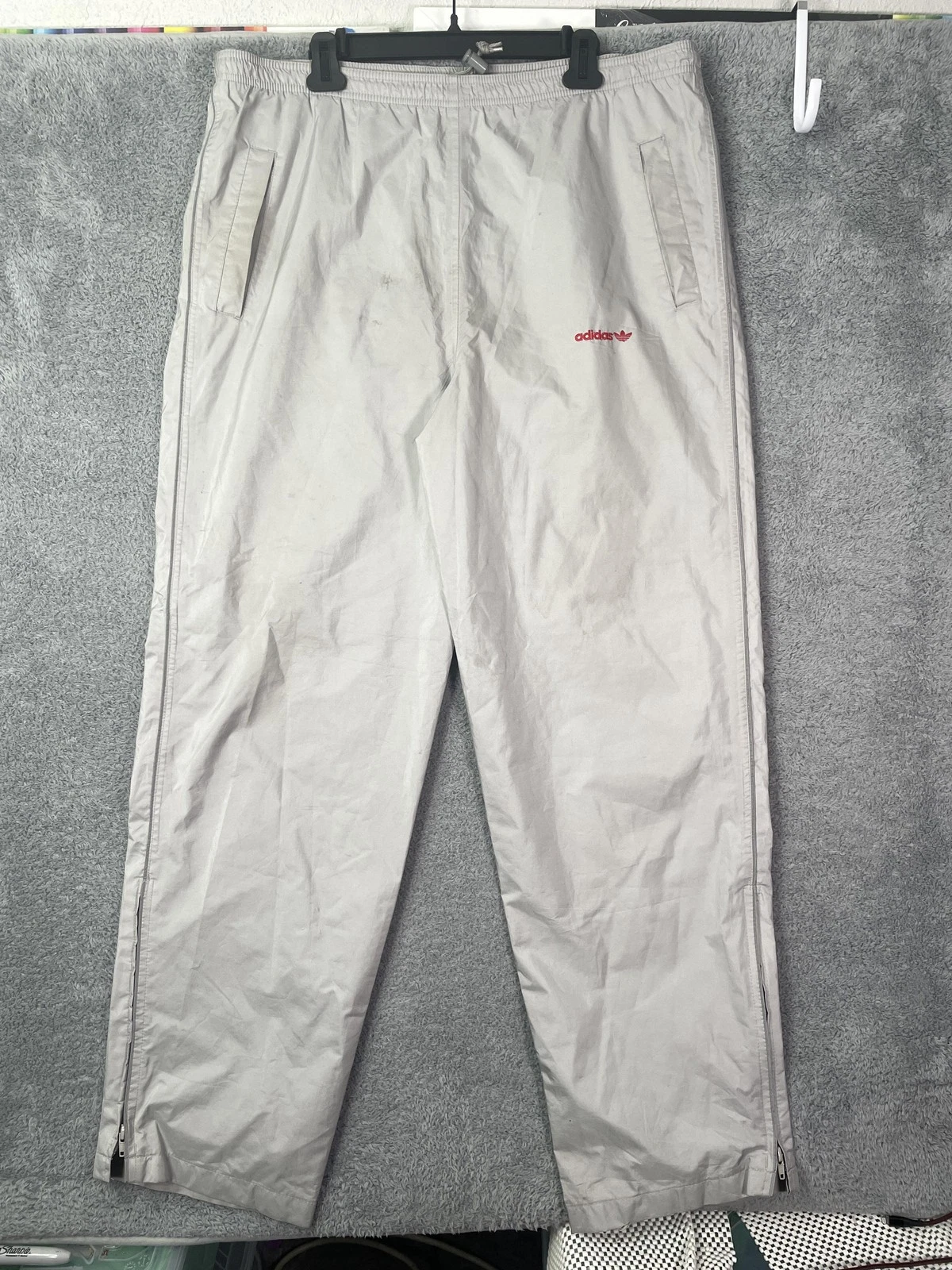 VTG 80s Adidas Trefoil Rain Pants Mens Large 38x33 Zip Ankle Waterproof 1980s