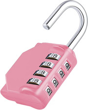 Combination Lock, 4 Digit Pink Padlock for Lockers, School Gym Indoor Outdoor