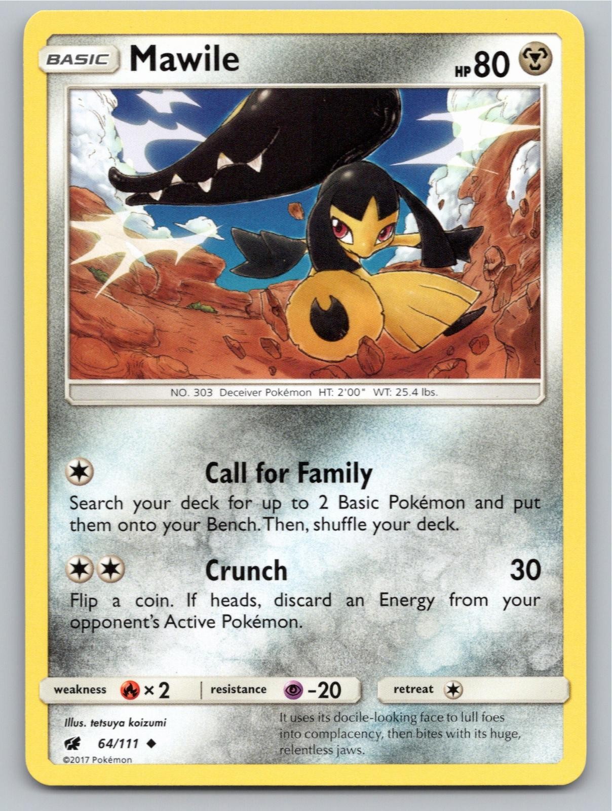 2017 POKEMON MAWILE CRIMSON INVASION 64/111 UNCOMMON NM A25678 FREE S&H