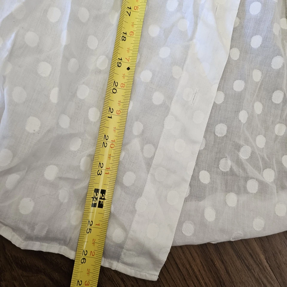 Camisa Top Vintage Anne Klein ll Para Mujer Transparente Con Botones Talla M Blanco Lunares Foto 3 de 4