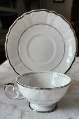 4 Harmony House Silver Sonata Tea Coffee Cups & Saucers 3638 Fine China Japan