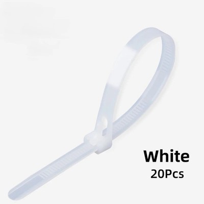 20PCS Multi Size Reusable Cable Zip Ties 200 250 300 400 450mm Nylon