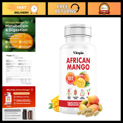 African Mango Capsules - Immune Support, Metabolism Boost, 180 Veggie Capsules,