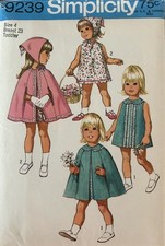 VTG Simplicity 9239 TODDLER L&rsquo;il GIRL&rsquo;S DRESS Cape Scarf SEWING Pattern SZ 4
