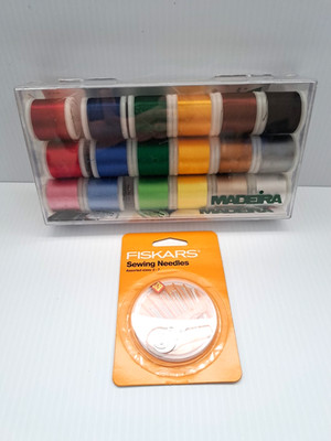 Sewing Thread Madeira Multi Colors 18 pack. With pack of  Fiskars Sewing Needles