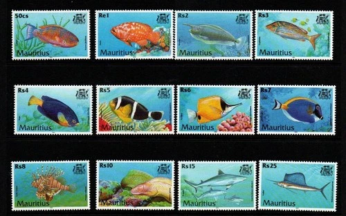 MAURITIUS SG1031-1042 FISH SET MNH