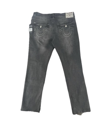 True Religion Ricky Big T Flap Relaxed Straight Jeans Grey Charcoal Men's 36x34 - Picture 2 of 7