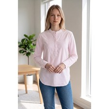 Banana Republic Pink White Gingham Pullover Blouse Long Sleeve XS Classic Casual