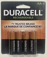 DURACELL RECHARGEABLE NIMH BATTERIES AA 4 PACK DX1500-GUARANTEED 10 YEARS-NEW