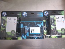 HP 910 Black Noir Ink Cartridge  2 HP 64 Ink Cartridge 2 Pack Black Noir New