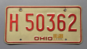 🐾 1976 OHIO "PASSENGER" LICENSE PLATE (H 50362) W/79 RENEW. STKR.