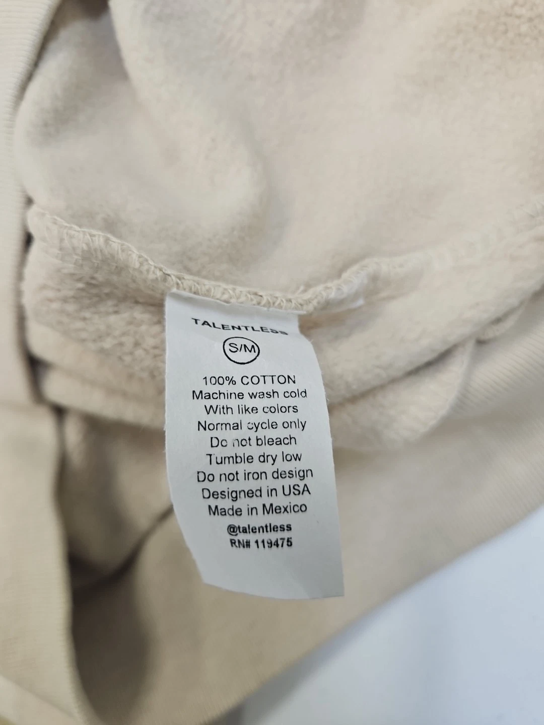 OFF WHITE Felpa girocollo pesante oversize Talentless nuova senza etichette S M 100% cotone vendita al dettaglio $99