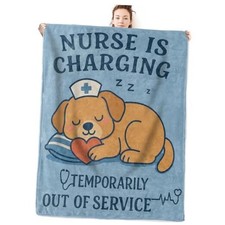 Cute Theme Dog Flannel Blanket Funny Gifts 60x50 Inch Nurse