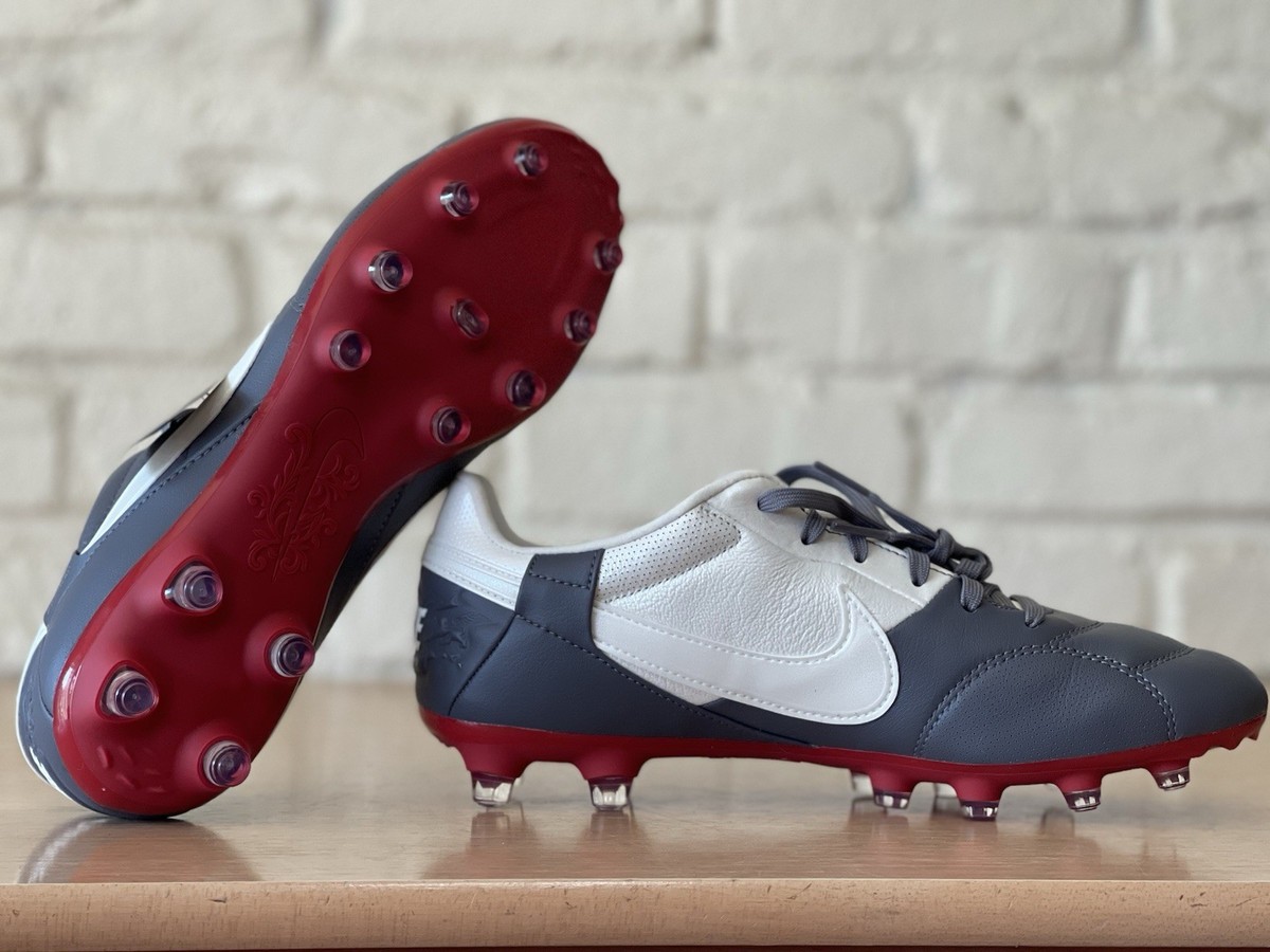 The Nike Premier 3 FG Light Graphite Gray Varsity Red HM0265-003